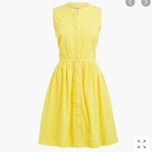 J Crew Factory Yellow Eyelet Shirtdress